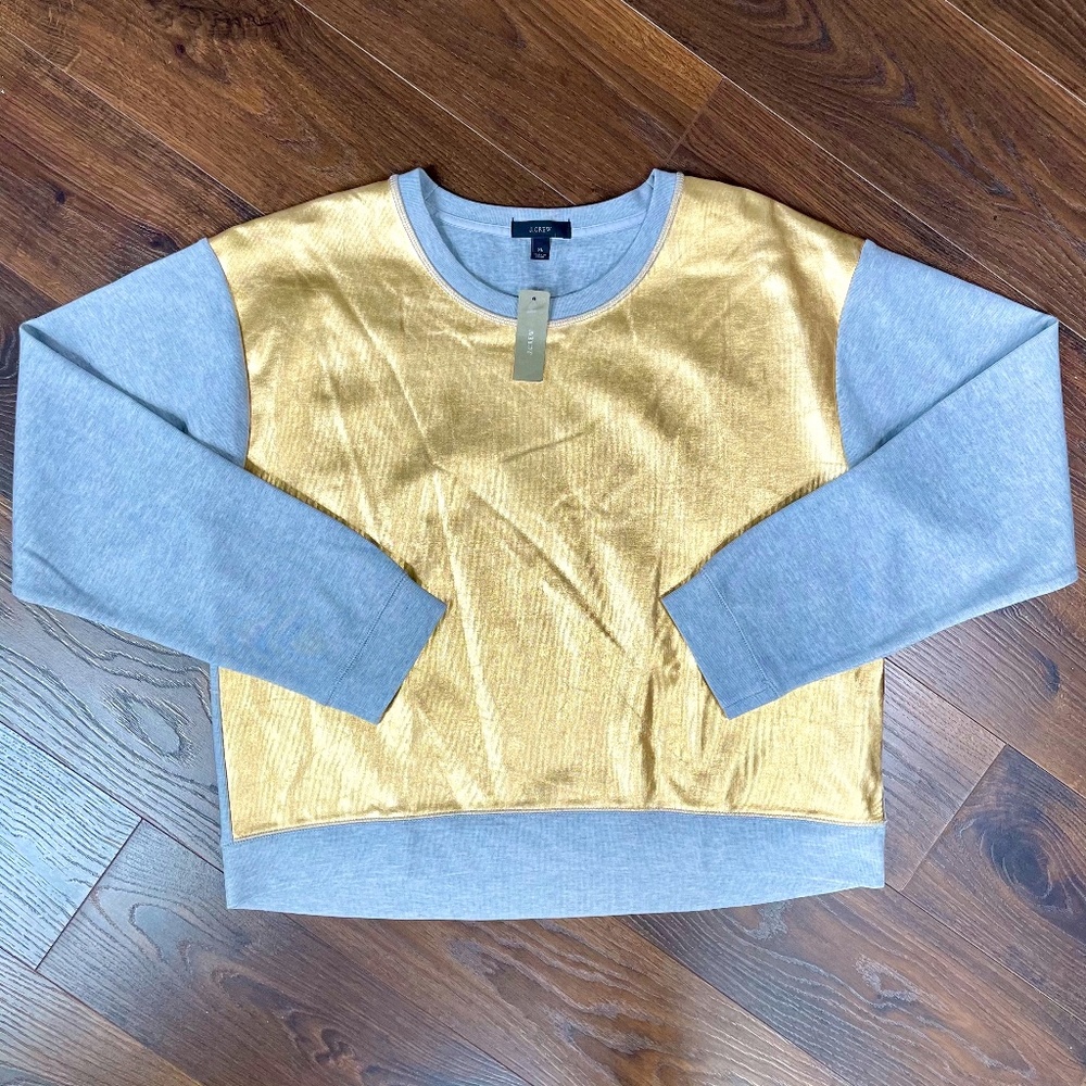 J. Crew Gold Foil Casual Sweatshirt NWT XL Preppy